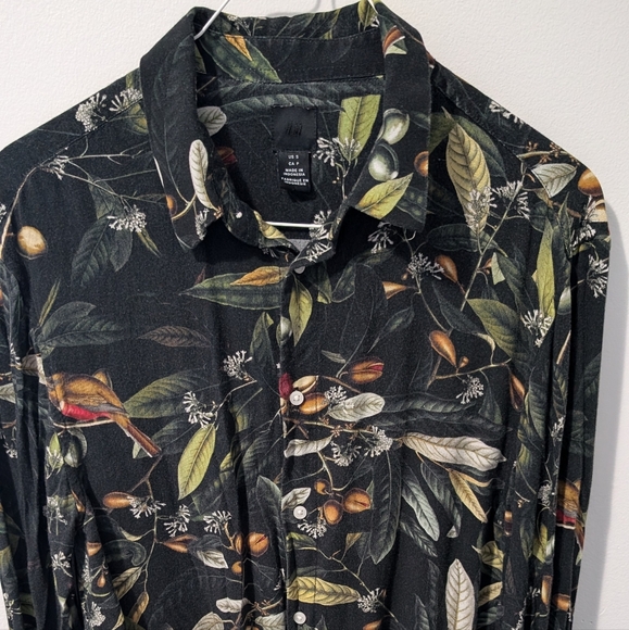 H&M Bird Print Dress Shirt - US S - Picture 3 of 10